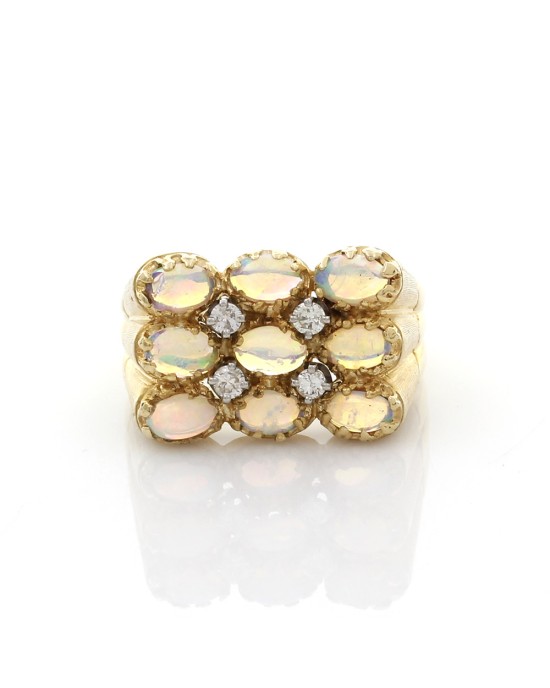 Gentlemans Opal and Diamond Ring in Gold